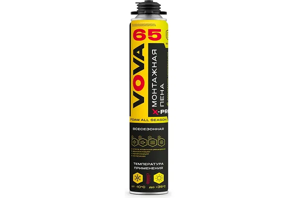 Пена ПРОФ. монтажная всесезон. VOVA X-PRO 65+  (-10C) 850мл