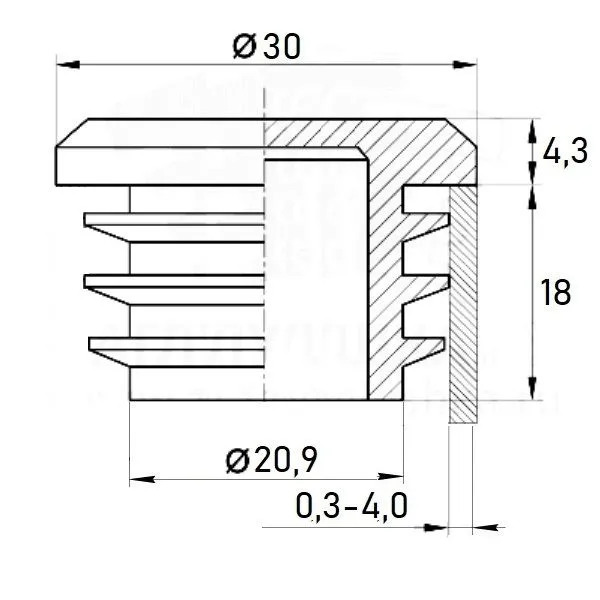 Заглушка круглая д.30 практичная черная RAL 9017 4