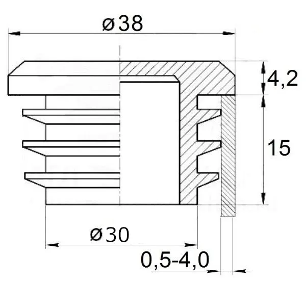 Заглушка круглая д.38 пластиковая практичная черная RAL 9017 4