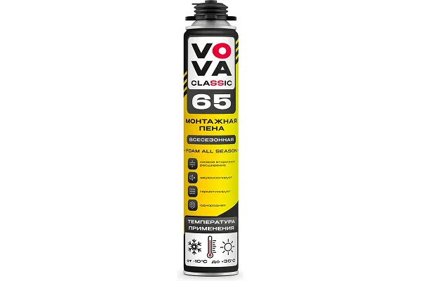 Пена ПРОФ. монтажная всесезон. VOVA CLASSIC 65  (-10C) 850мл