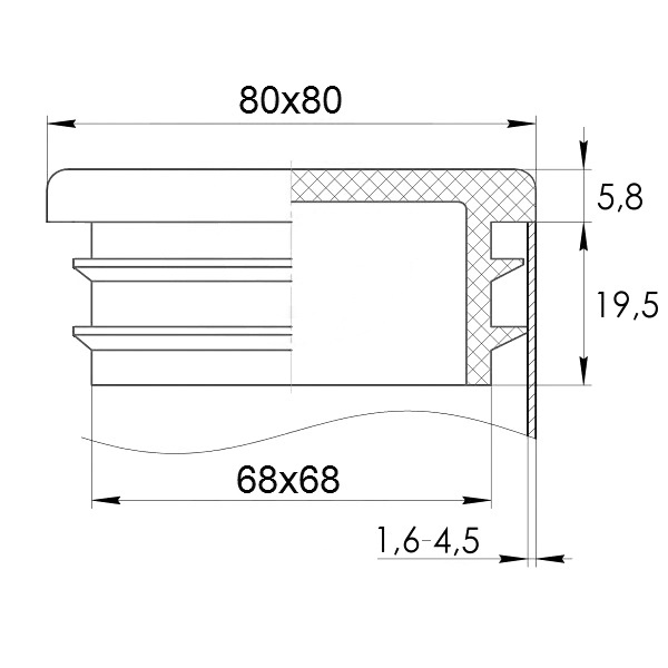 Заглушка квадратная 80х80 пластиковая практичная черная RAL 9017 4