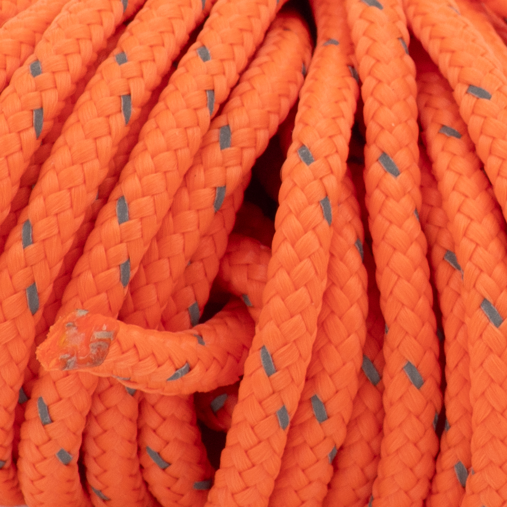 Канат полипропиленовый плетеный светоотражающий 4 мм 16 прядный 20м с сердцевиной МДС