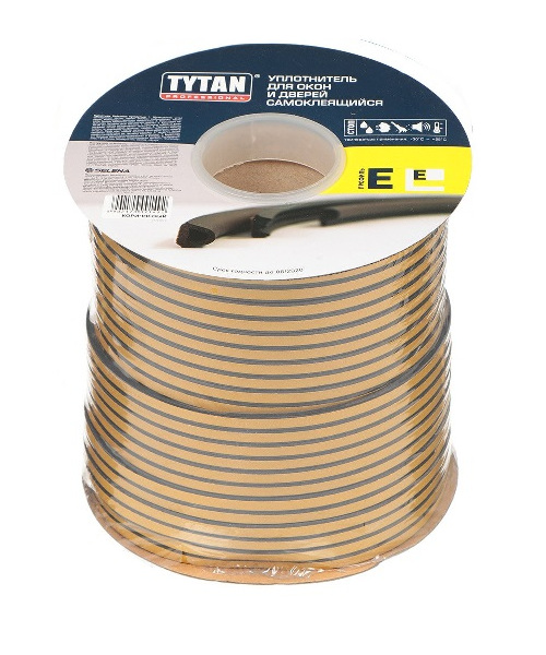 Уплотнитель самокл.Tytan Professional E-профиль черный 150м/8шт