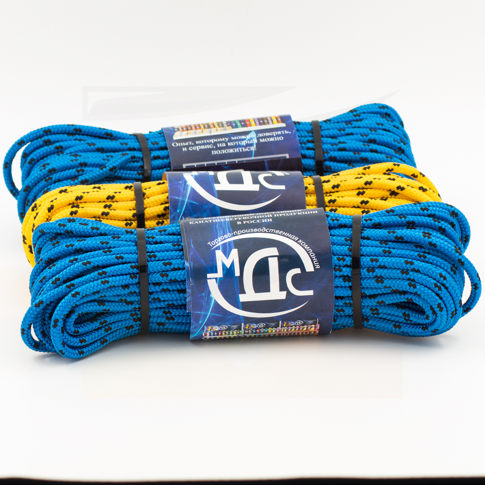Канат полипропиленовый плетеный 6 мм 16 прядный 20 м с сердцевиной МДС