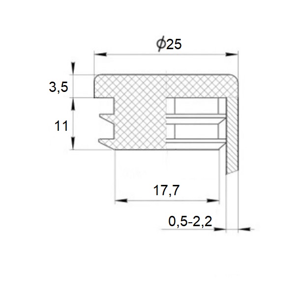Заглушка круглая д.25 практичная черная RAL 9017