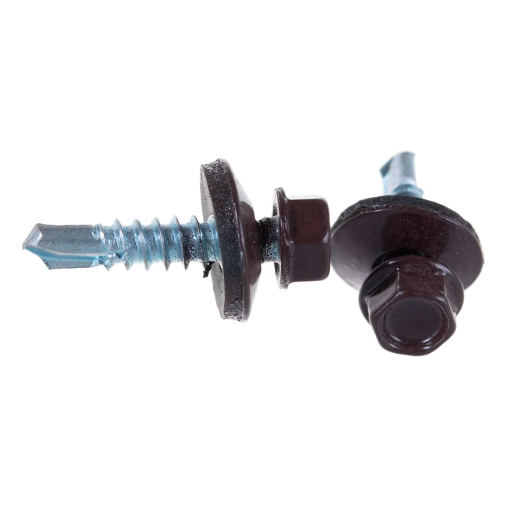 Саморез кровельный 5,5х25 RAL 8017 шоколадно-коричневый со склада краснодар по низким ценам доставка