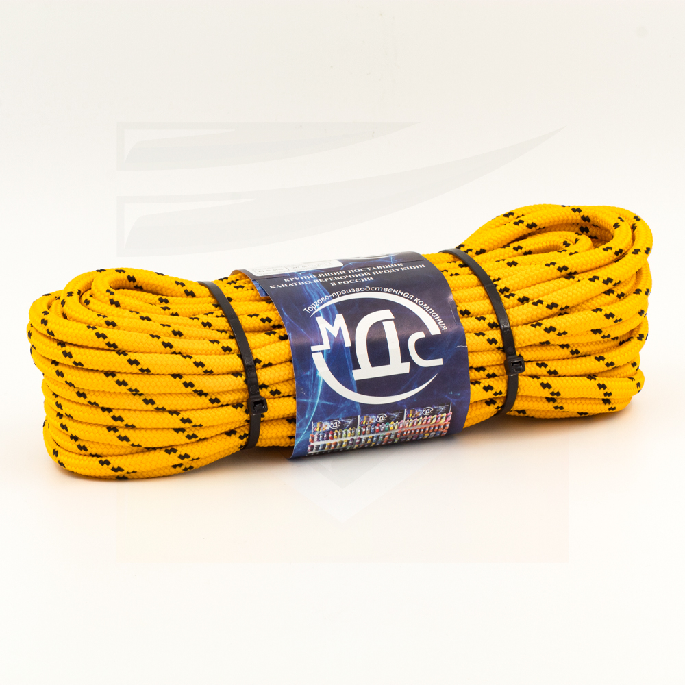 Канат полипропиленовый плетеный 8 мм 16 прядный 20 м с сердцевиной МДС