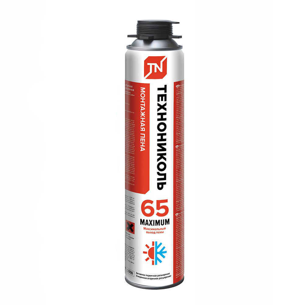 Пена ПРОФ. монтажная всесезонная ТЕХНОНИКОЛЬ 65л MAXIMUS 990мл Пена ПРОФ. монтажная всесезонная ТЕХНОНИКОЛЬ 65л MAXIMUS 990мл