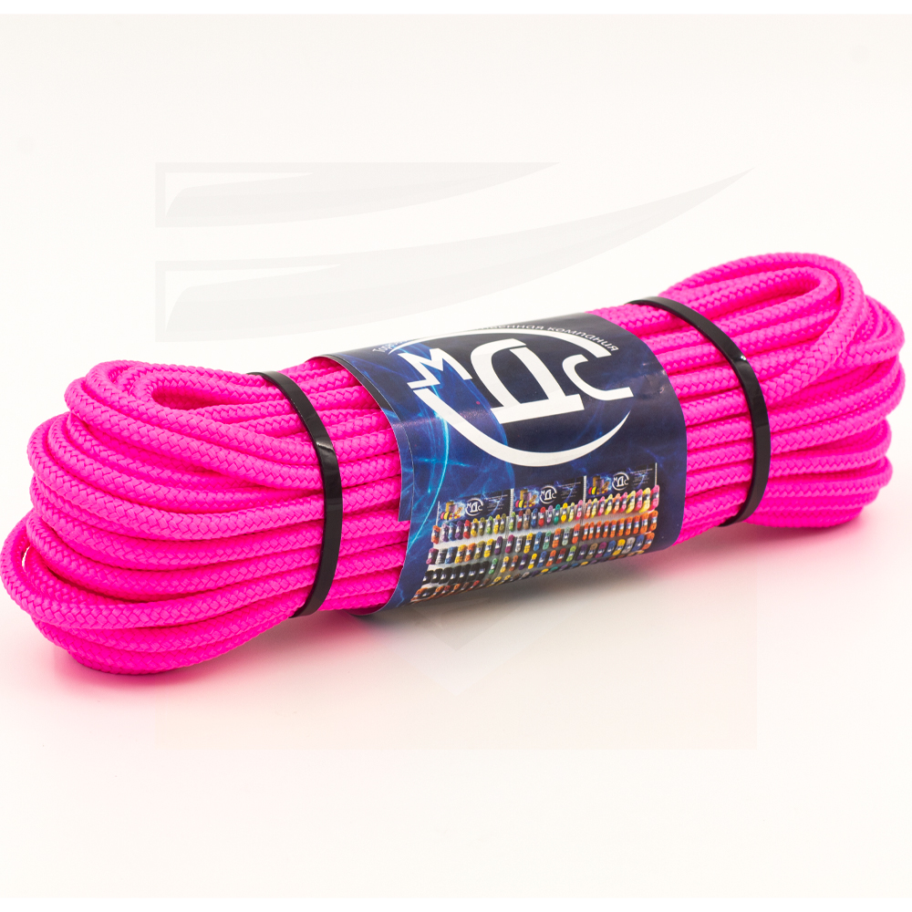 Канат полипропиленовый плетеный неон 6 мм 16 прядный 20 м с сердцевиной МДС