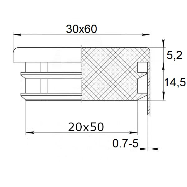 Заглушка прямоугольная 30х60 пластиковая практичная черная RAL 9017 4