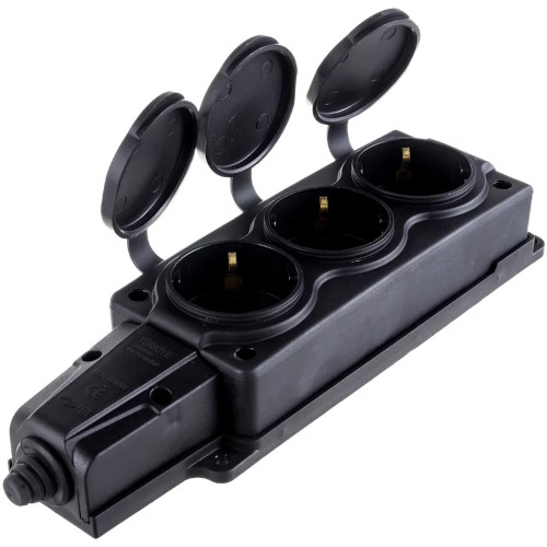 Колодка штепсельная 3-гн. с крышкой с/з 16А IP54 (каучук) 4103 NE-AD (1/12/120) любое кол-во