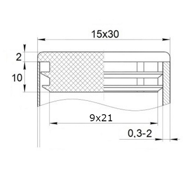 Заглушка прямоугольная 15х30 пластиковая практичная черная RAL 9017 4
