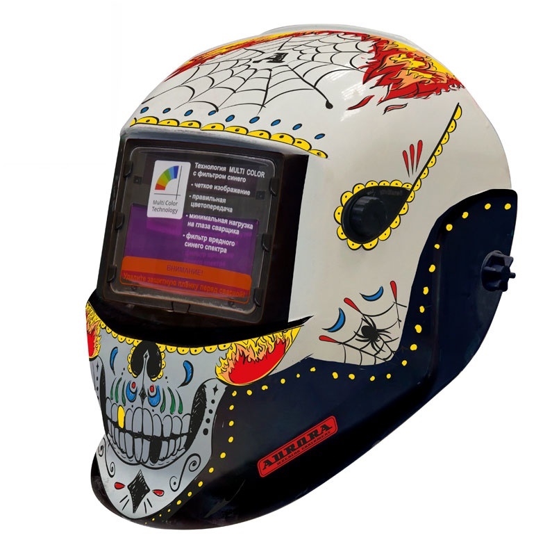 Маска сварщика хамелеон АВРОРА А777с (9-13Din) SKELETON FIRE 115х90 4 датчика