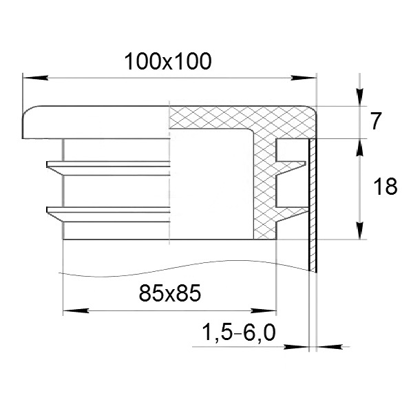 Заглушка квадратная 100х100 пластиковая практичная черная RAL 9017 4