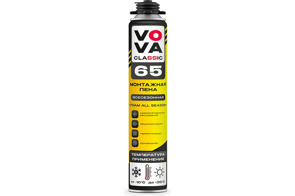 Пена ПРОФ. монтажная всесезон. VOVA CLASSIC 65  (-10C) 850мл