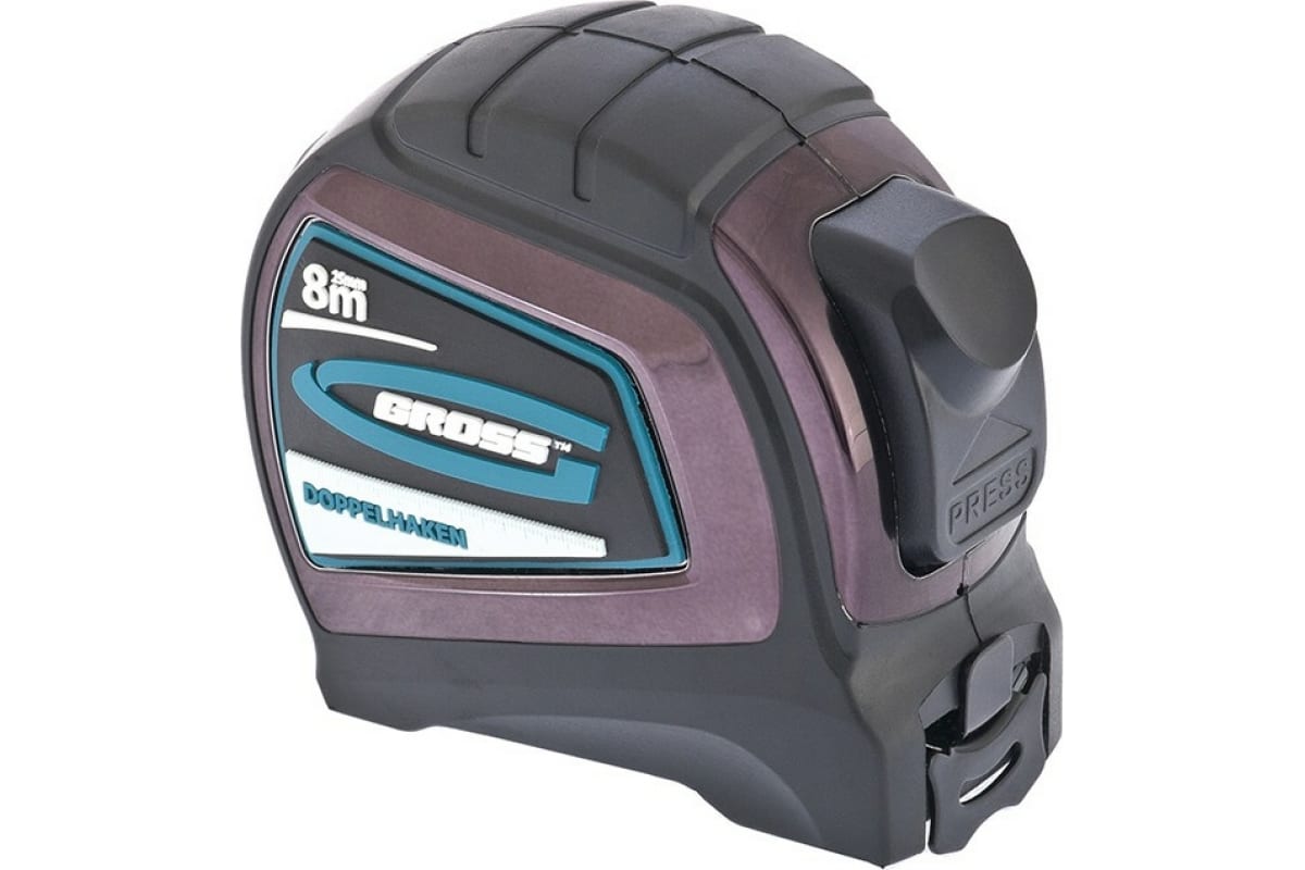 Рулетка 8х25 м Doppelhafen двухстрон.зацеп, нейлон,двуст.шкала,автомат. GROSS